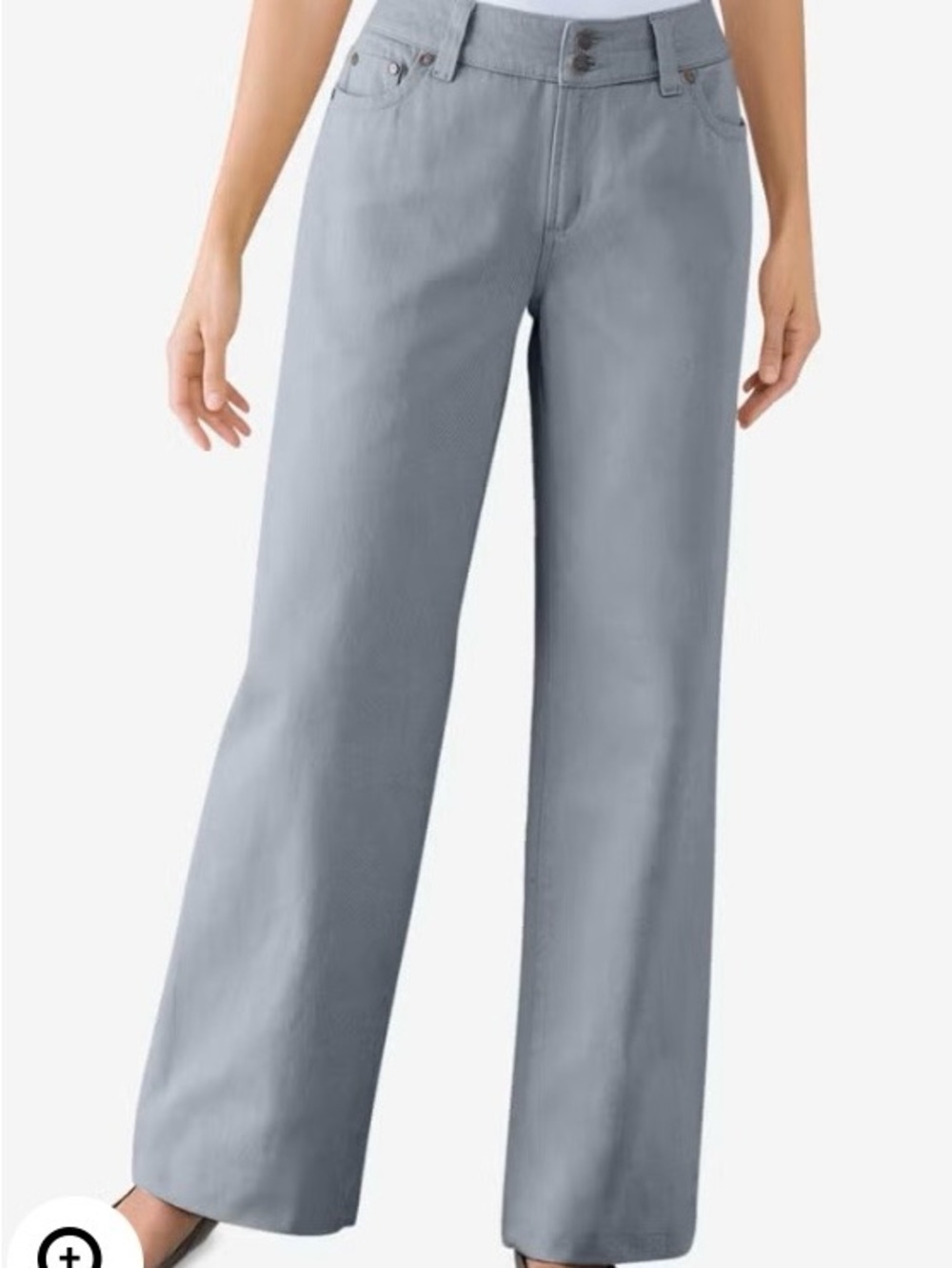 Perfect Wide-Leg All-Cotton Denim 5-Pocket Jean in Light Gray